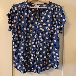 Liz Clairborne Blue Polka Dot Top XL